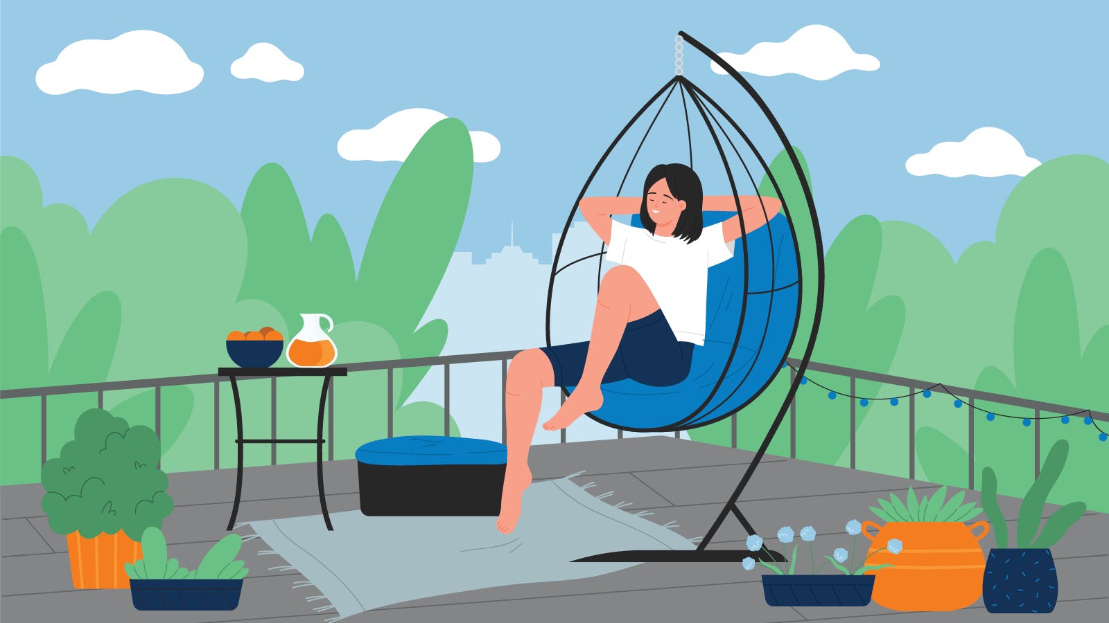 A person sitting in a hammock