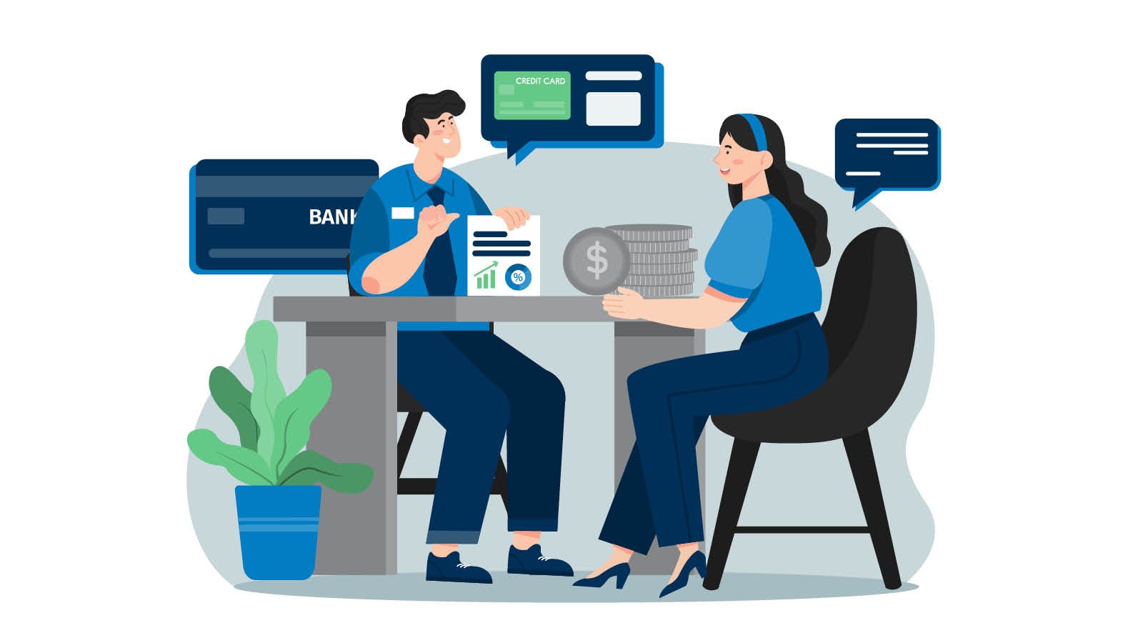 A mortgage professional and a homebuyer sitting at a table and discussing loan limits for 2024